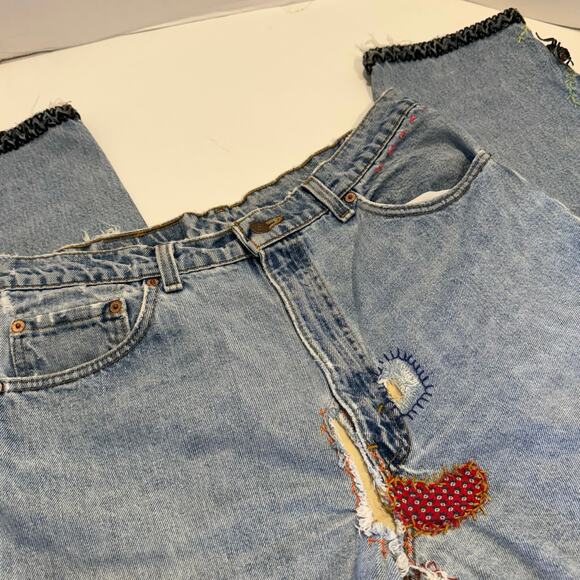 LEVI'S reworked upcycled vintage CUSTOM boho patchwork garden bugs insects 32 - Picture 2 of 12